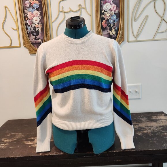White with Rainbow Sweater Fall/Winter - Picture 1 of 1